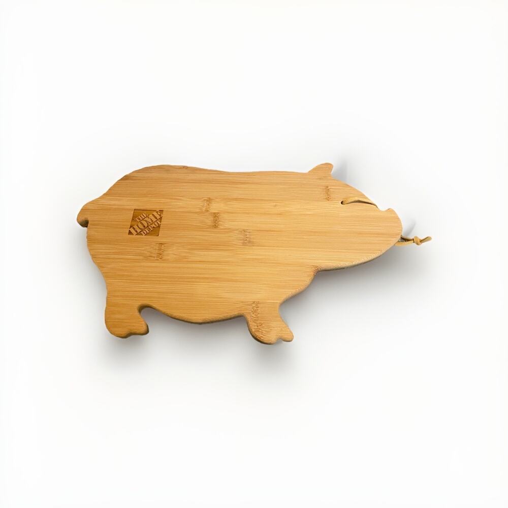 Pig Wood Cutting Board meats fruit cheese gift party‎ Home Depot Logo